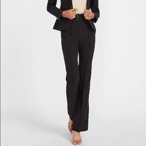 Express High Waisted Supersoft Seamed Flare Pant Trouser Black Size 10